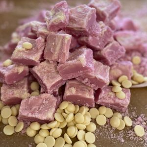 Raspberry and White Chocolate Fudge