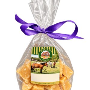 Burley fudge handmade plain fudge in medium bag with purple ribbon